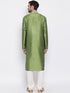 VASTRAMAY Green Silk Blend Kurta Pyjama Baap Beta Set